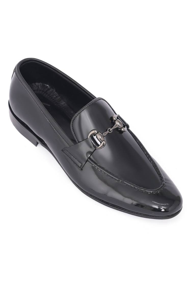 Borjan Black Faux Leather Men's UK Size 9 Narrow Fit Smart Moccasin Loafers