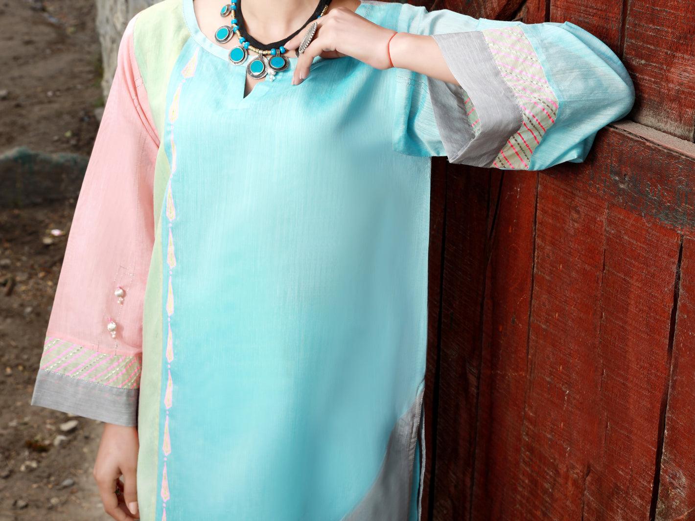 Light Green Paper Cotton Tunic - AL-LK-828B – Almirah