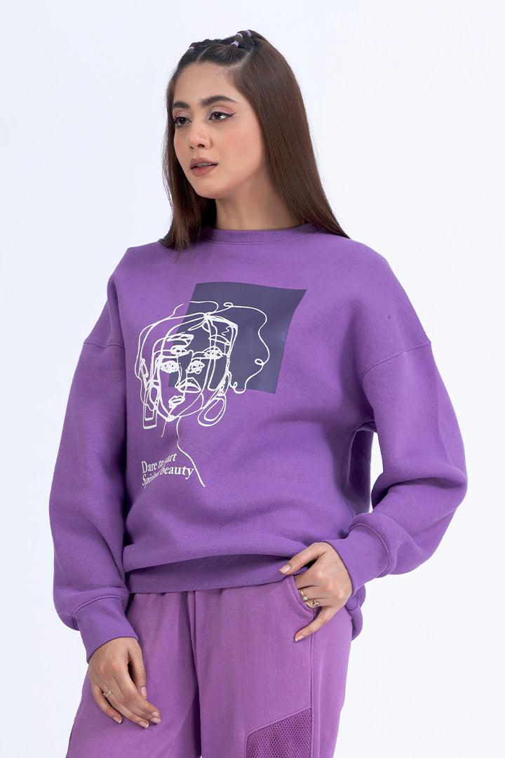 Purple deals graphic sweatshirt