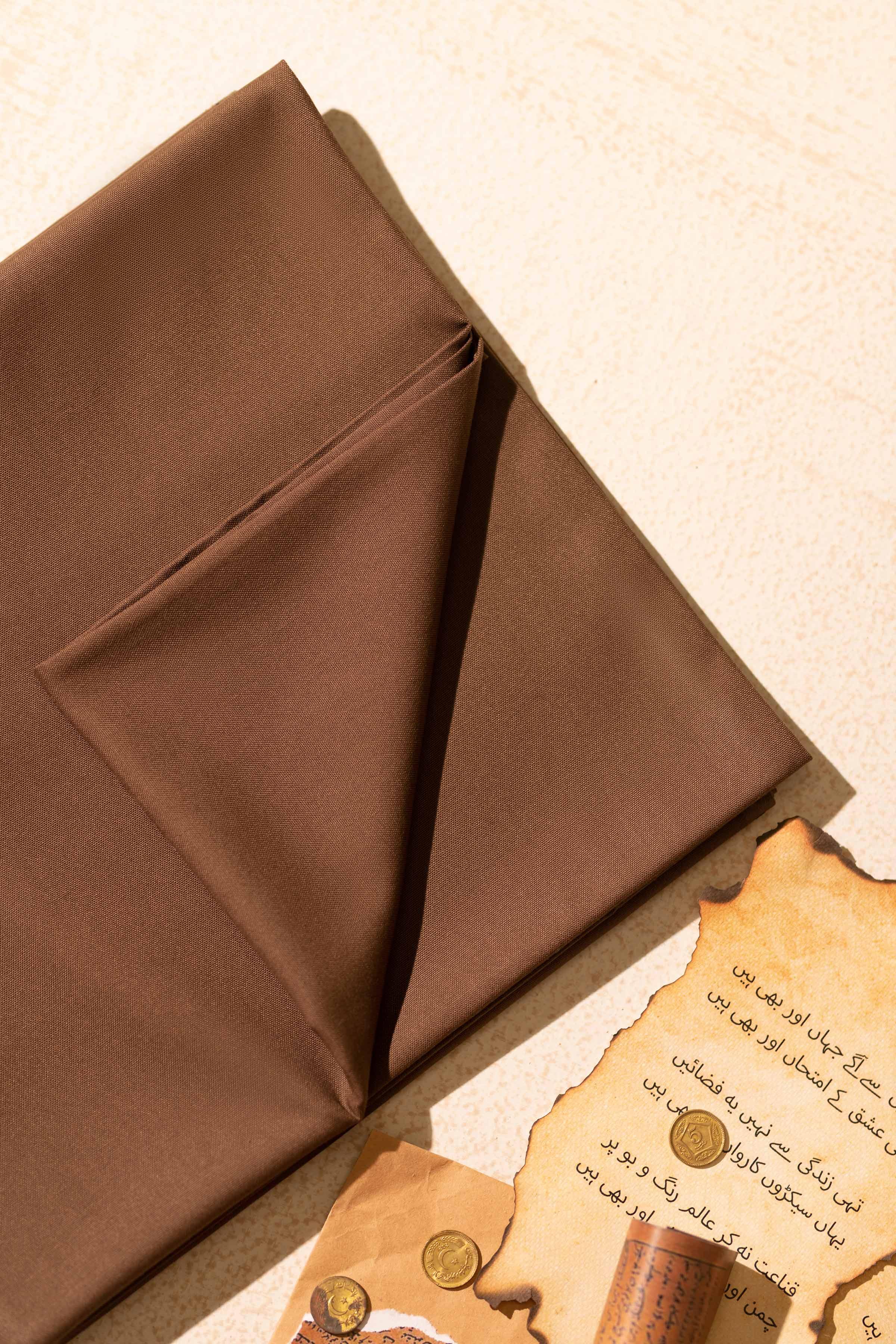 Brown Blended Unstitched Fabric for Men