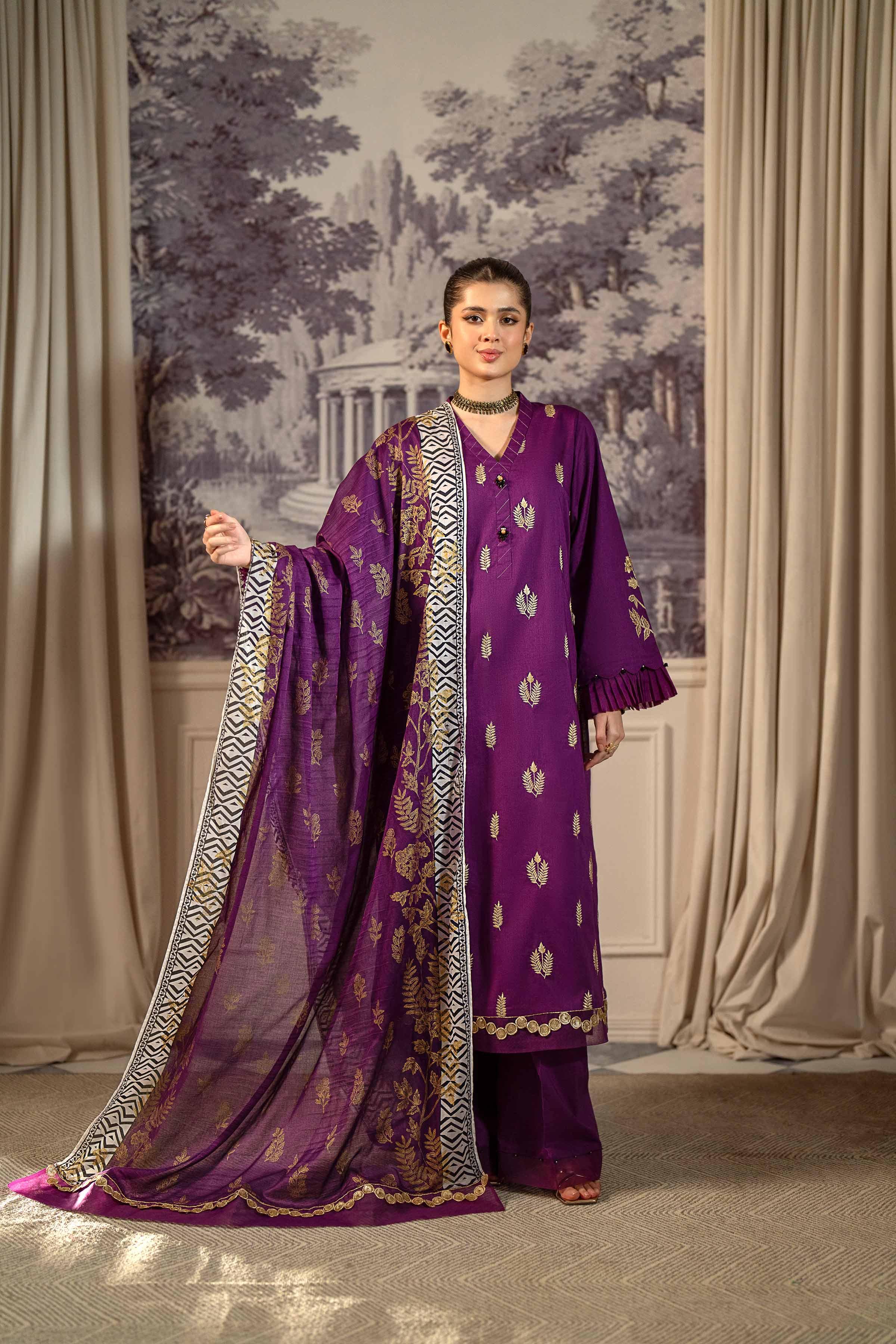 Joskai Studio Embroidered Border Coat And Pant Set