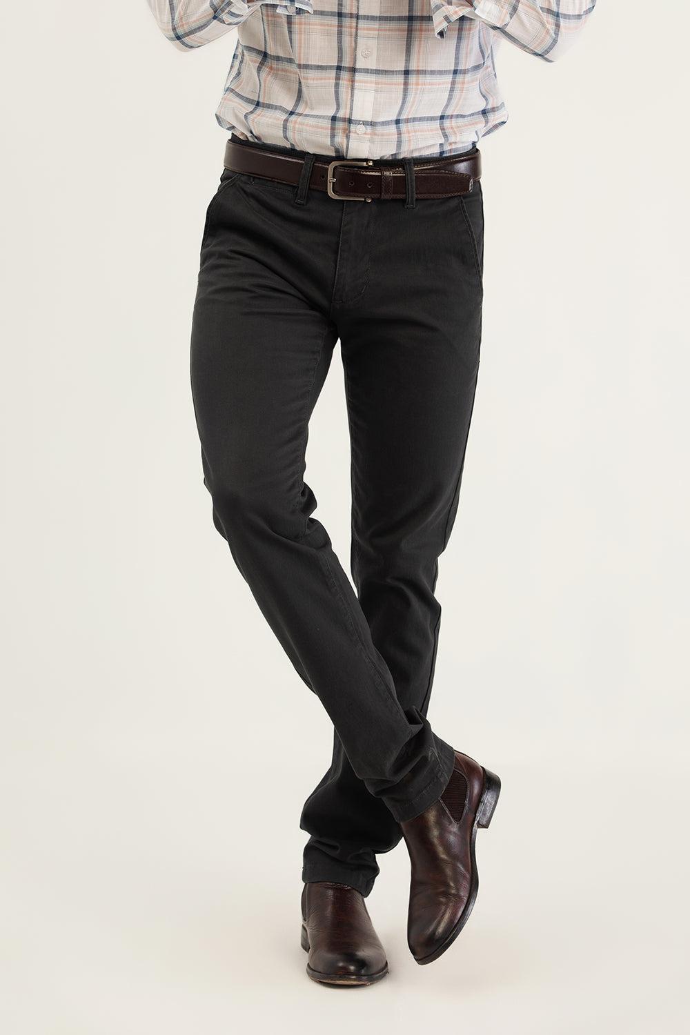 DARK GREY WASH & WEAR REGULAR FIT TROUSER, BOTTOMWEAR, DINERS, MODJEN  FOR THE MODERN GENERATION