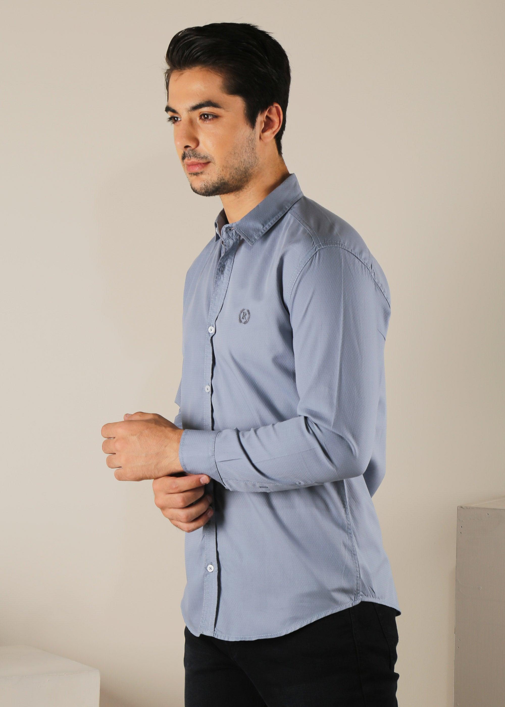 SELF TEXTURED FULL SLEEVES SLIM FIT SHIRT, TOPWEAR, ROYAL TAG, MODJEN  FOR THE MODERN GENERATION